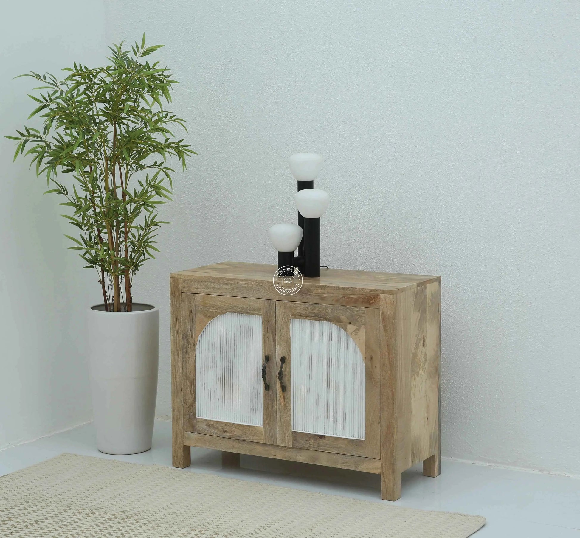 Alexis Wooden Sideboard – 2 Doors, Solid Mango Wood, Natural Finish | Opelhome UAE