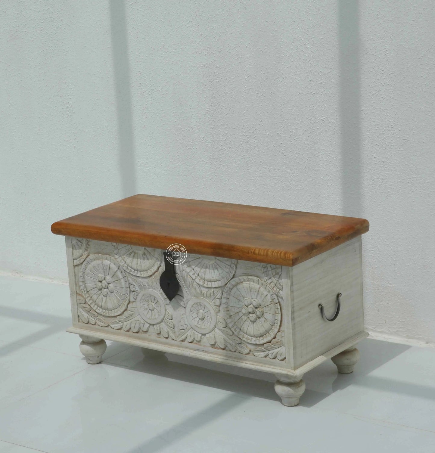 Alkire wooden Carved Trunk Box