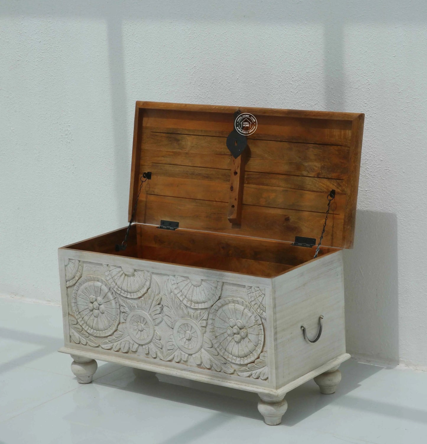 Alkire wooden Carved Trunk Box