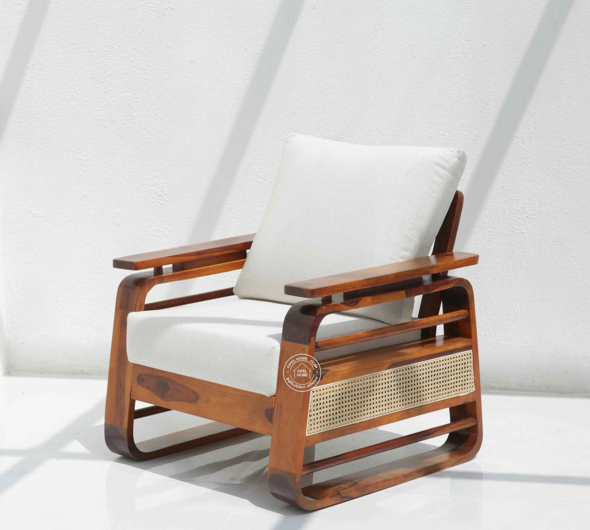 Alleana 3+1+1 Seater Wooden Sofa Set  (Honey finish , Without Coffee Table) | Opelhome UAE