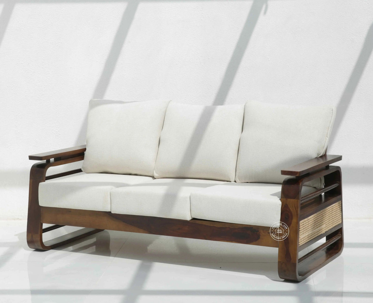 Alleana 3+1+1 Seater Wooden Sofa Set  (Walnut finish , Without Coffee Table) | Opelhome UAE