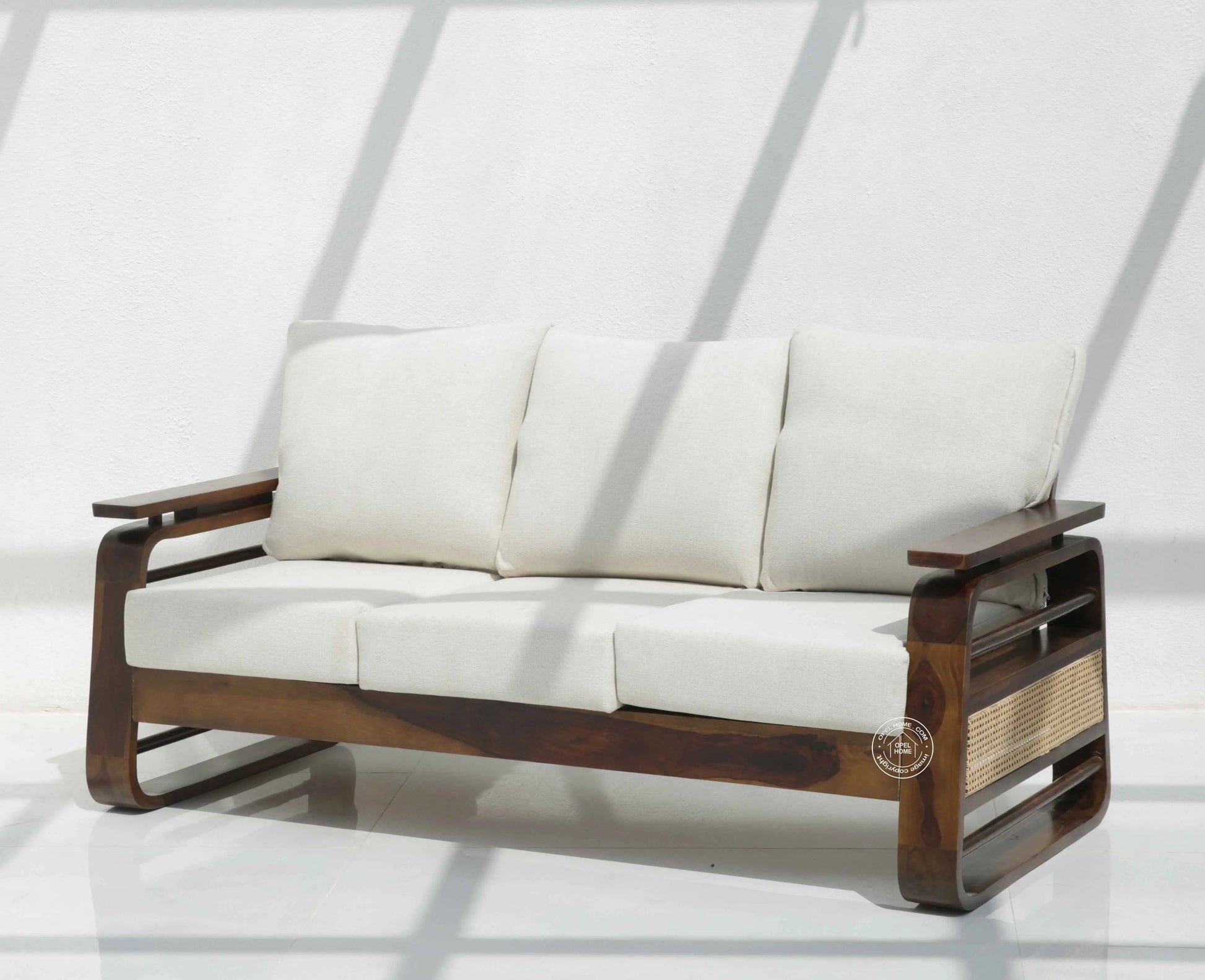 Alleana 3+1+1 Seater Wooden Sofa Set  (Walnut finish , Without Coffee Table) | Opelhome UAE