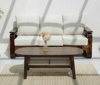 Alleana 3+1+1 Seater Wooden Sofa Set  (Walnut finish , Without Coffee Table) | Opelhome UAE