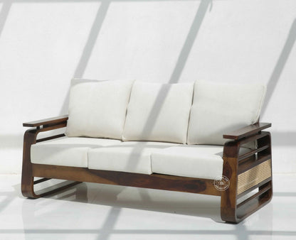 Alleana 3+1+1 Seater Wooden Sofa Set  (Walnut finish , Without Coffee Table) | Opelhome UAE