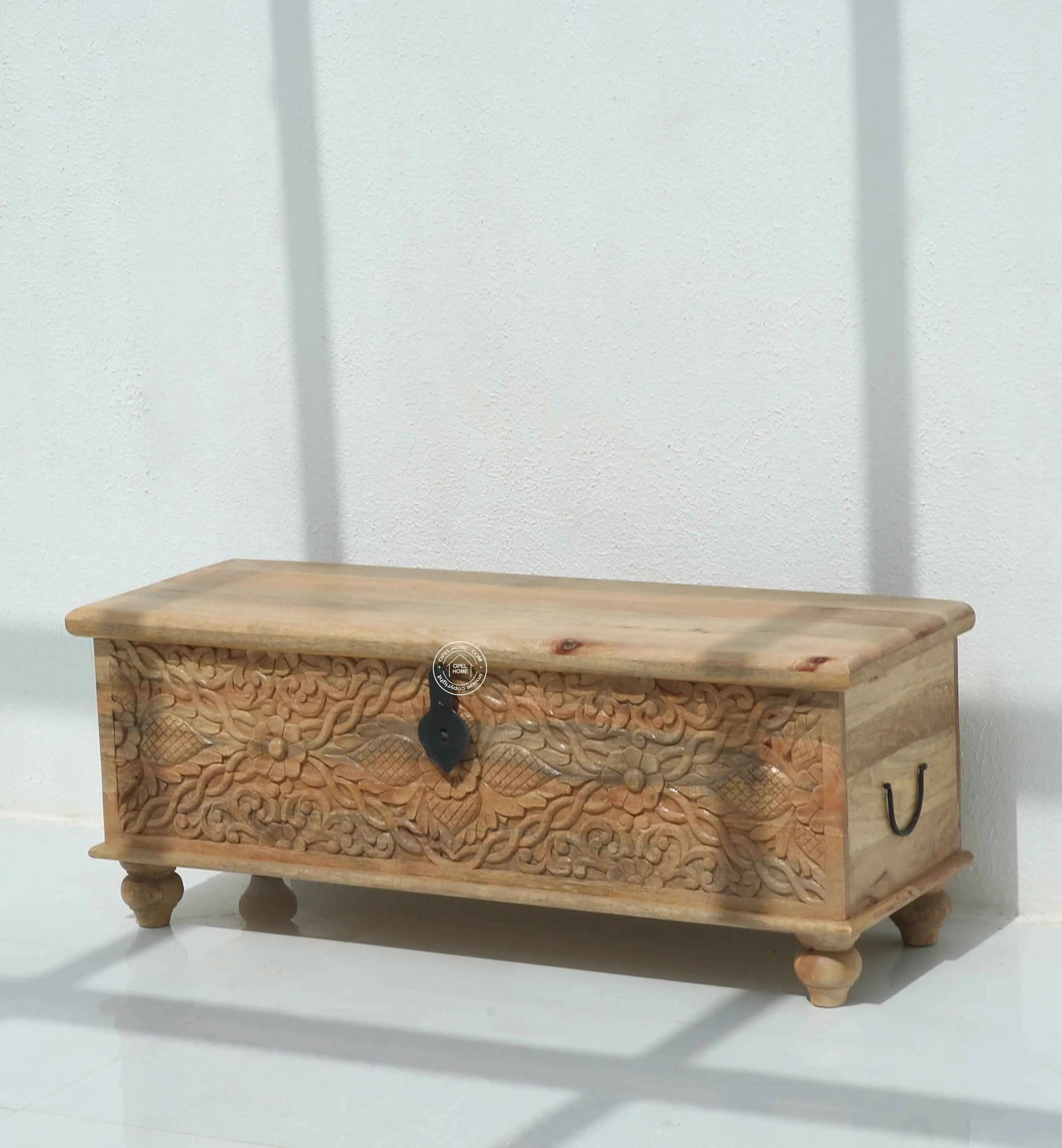 Almerton Wooden Carved Trunk Box