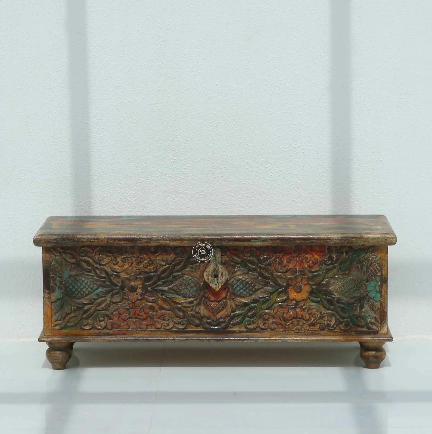 Almerton Wooden Carved Trunk Box