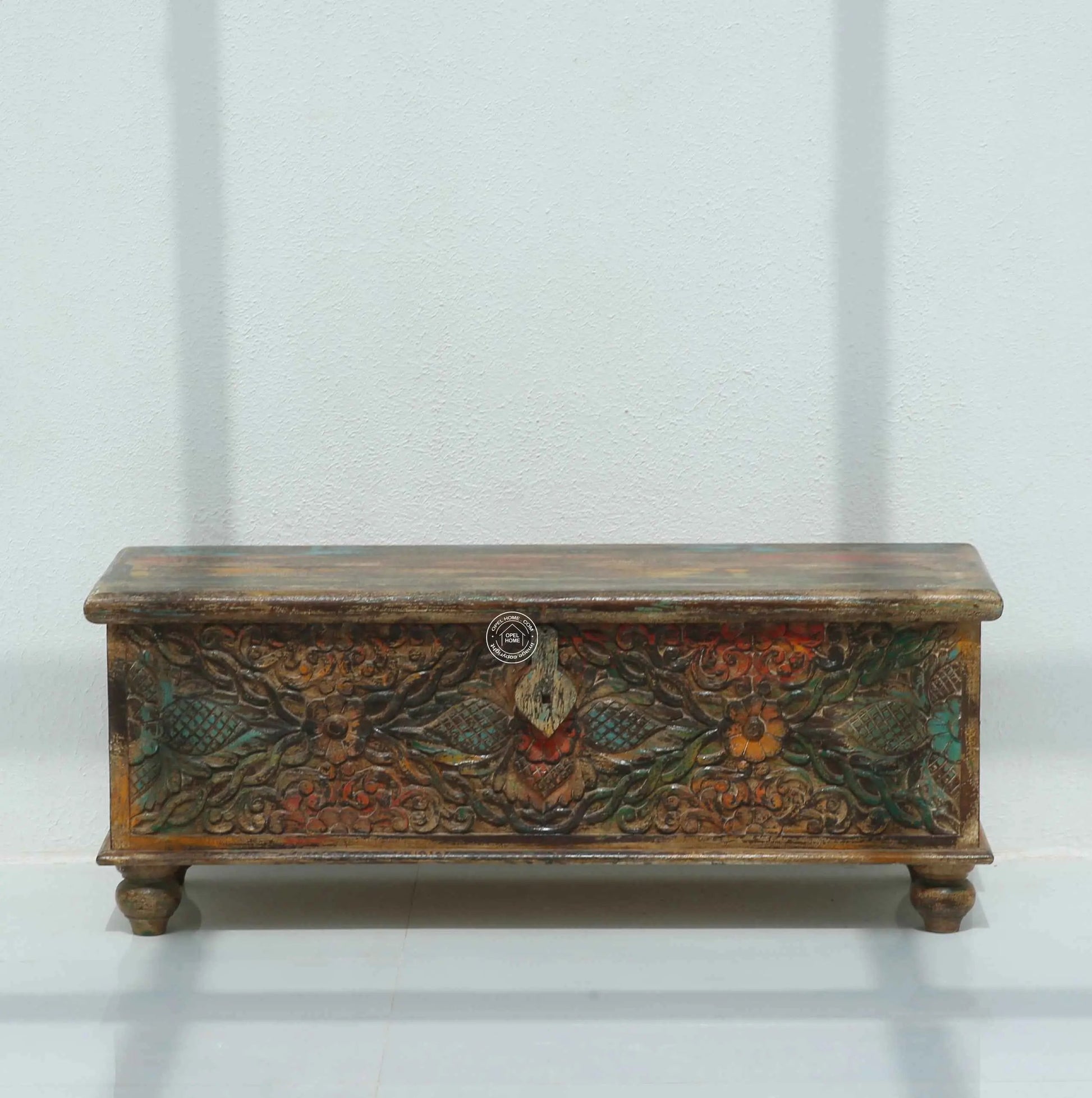 Almerton Wooden Carved Trunk Box