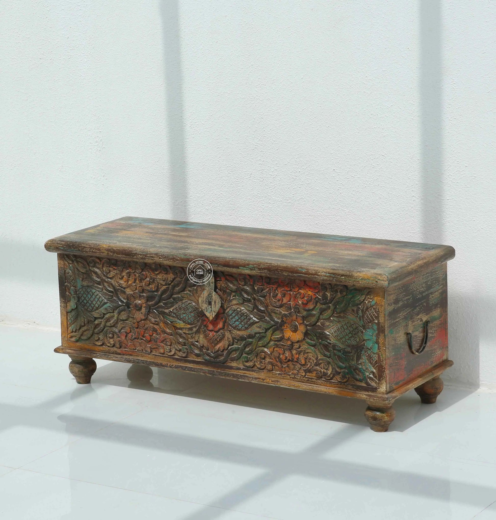 Almerton Wooden Carved Trunk Box