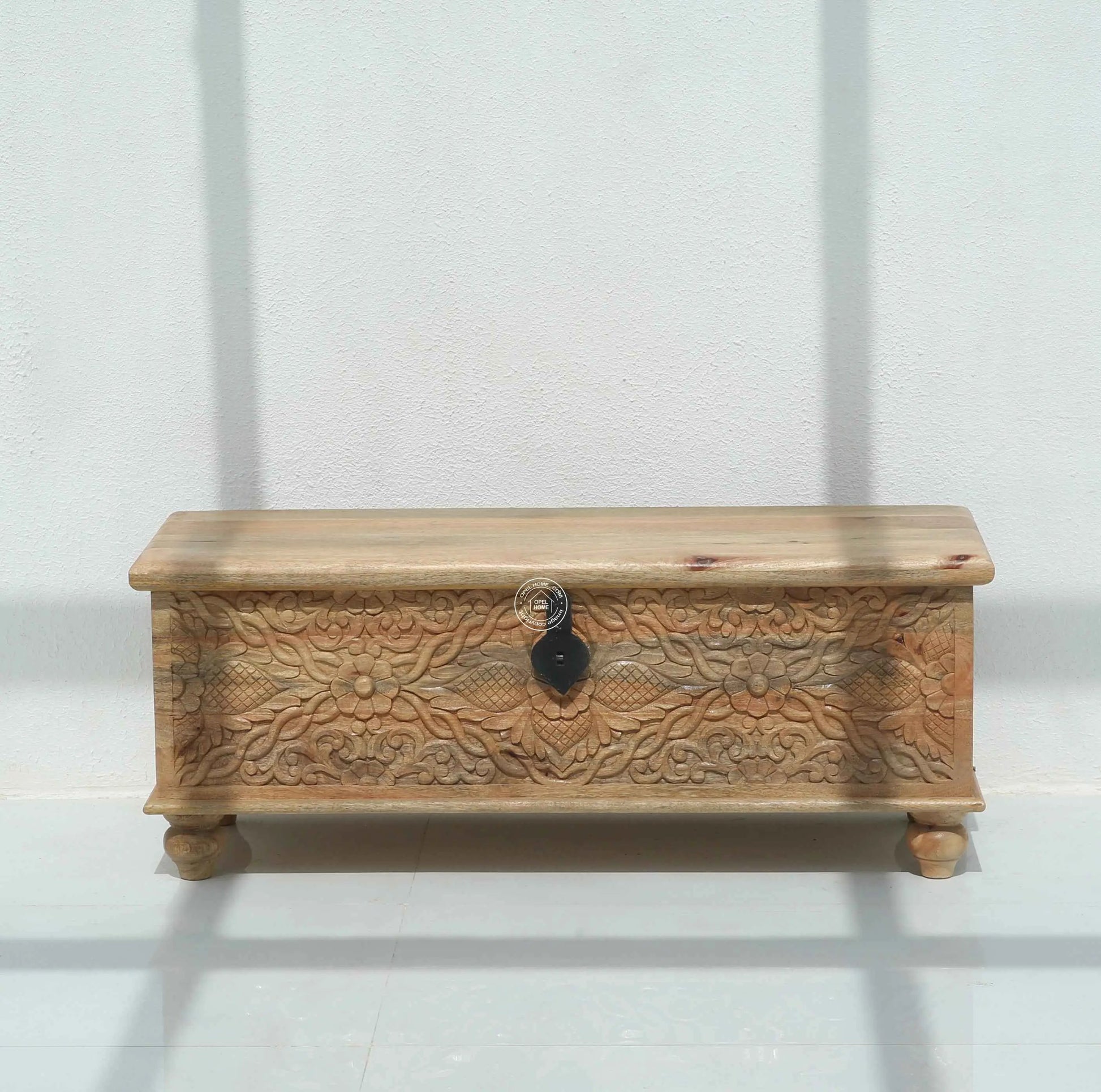 Almerton Wooden Carved Trunk Box