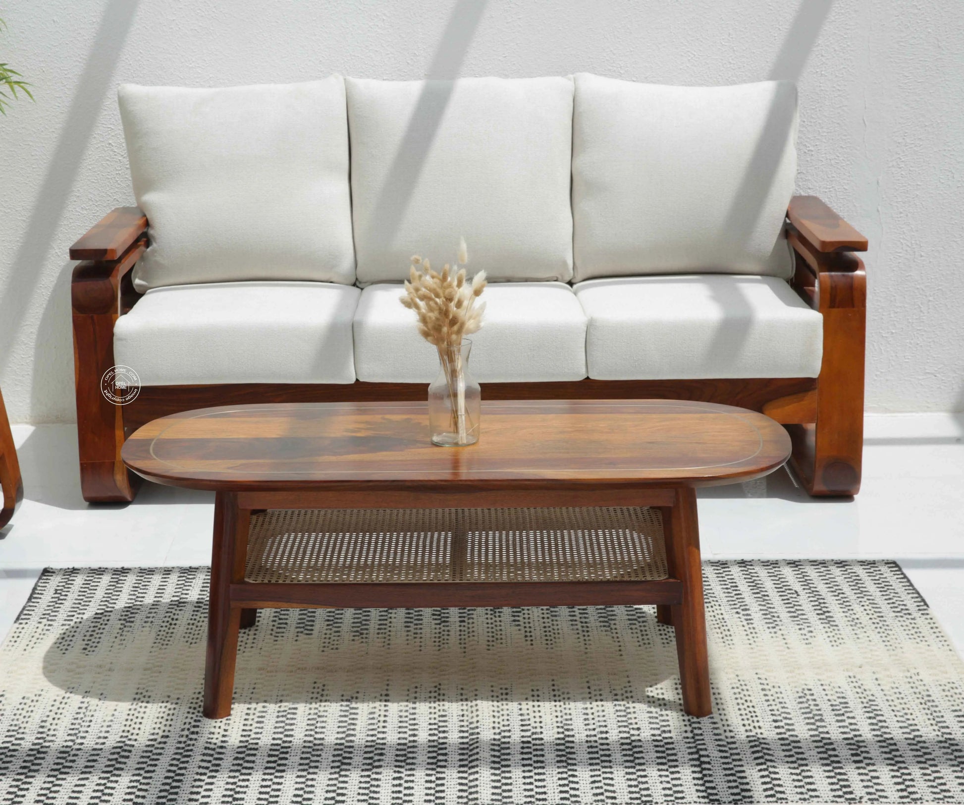 Alpen Rattan Coffee Table – Solid Rose Wood, Honey Finish | Opelhome UAE