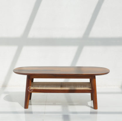 Alpen Rattan Coffee Table – Solid Rose Wood, Honey Finish | Opelhome UAE - Opelhome