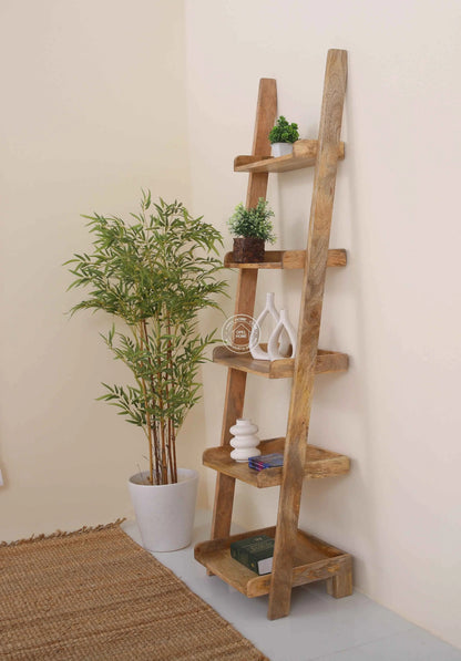 Alvine Wood Ladder Shelves – Solid Wood, 180 cm | Opelhome UAE