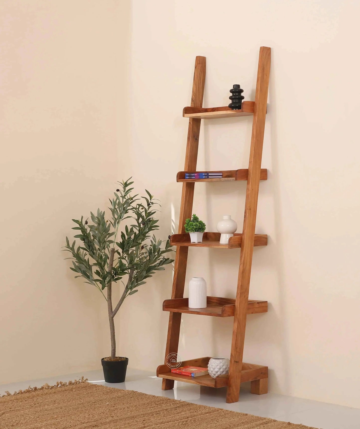 Alvine Wood Ladder Shelves – Solid Wood, 180 cm | Opelhome UAE