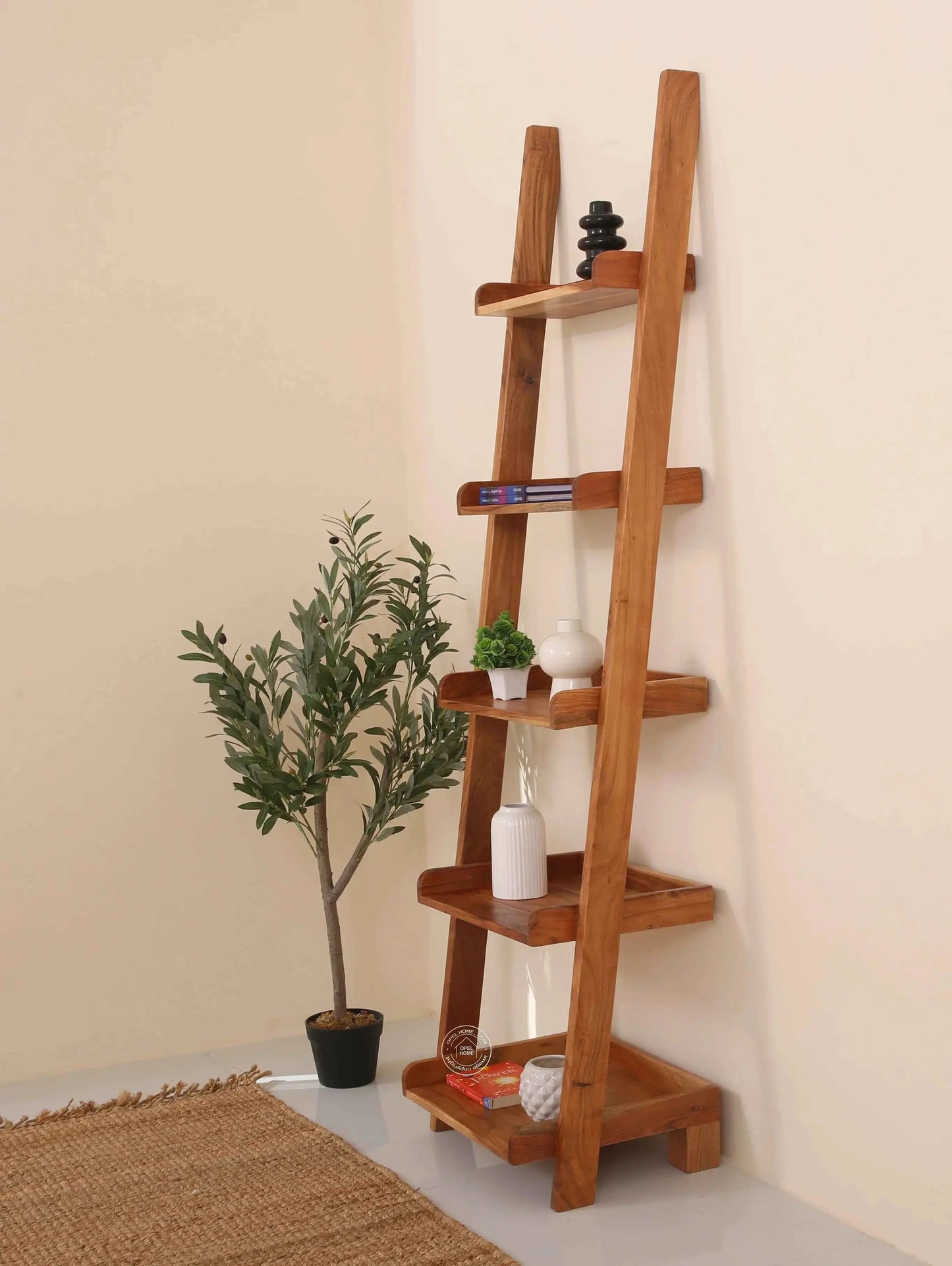 Alvine Wood Ladder Shelves – Solid Wood, 180 cm | Opelhome UAE