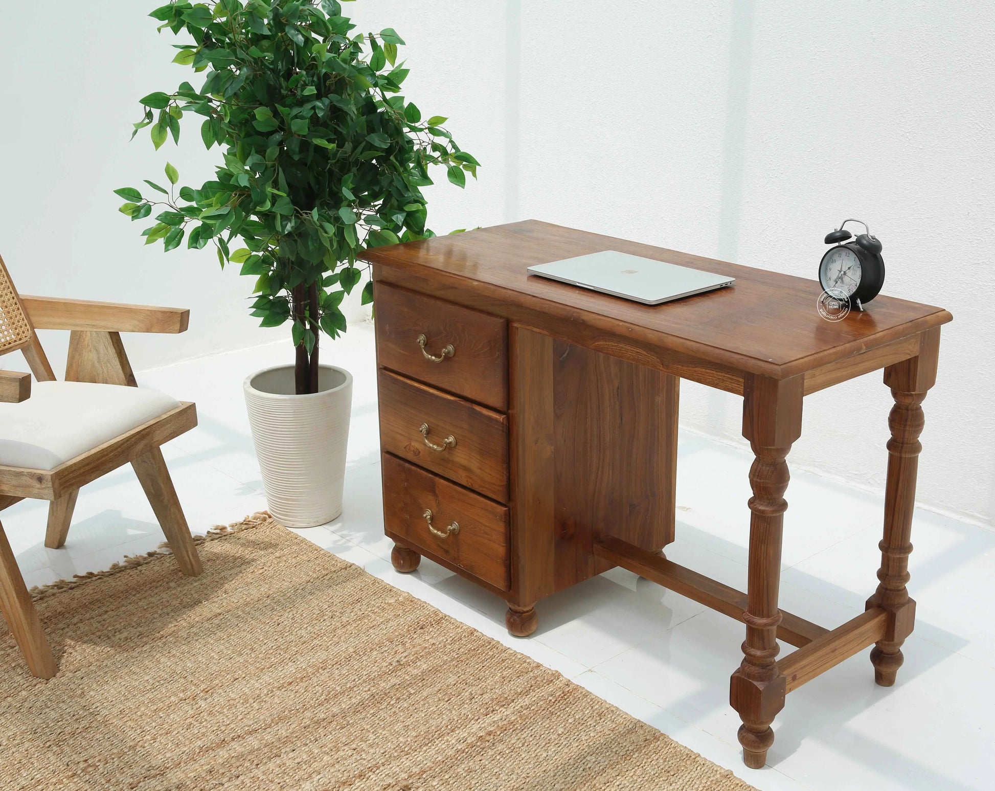 Amber Wooden Desk with Drawer