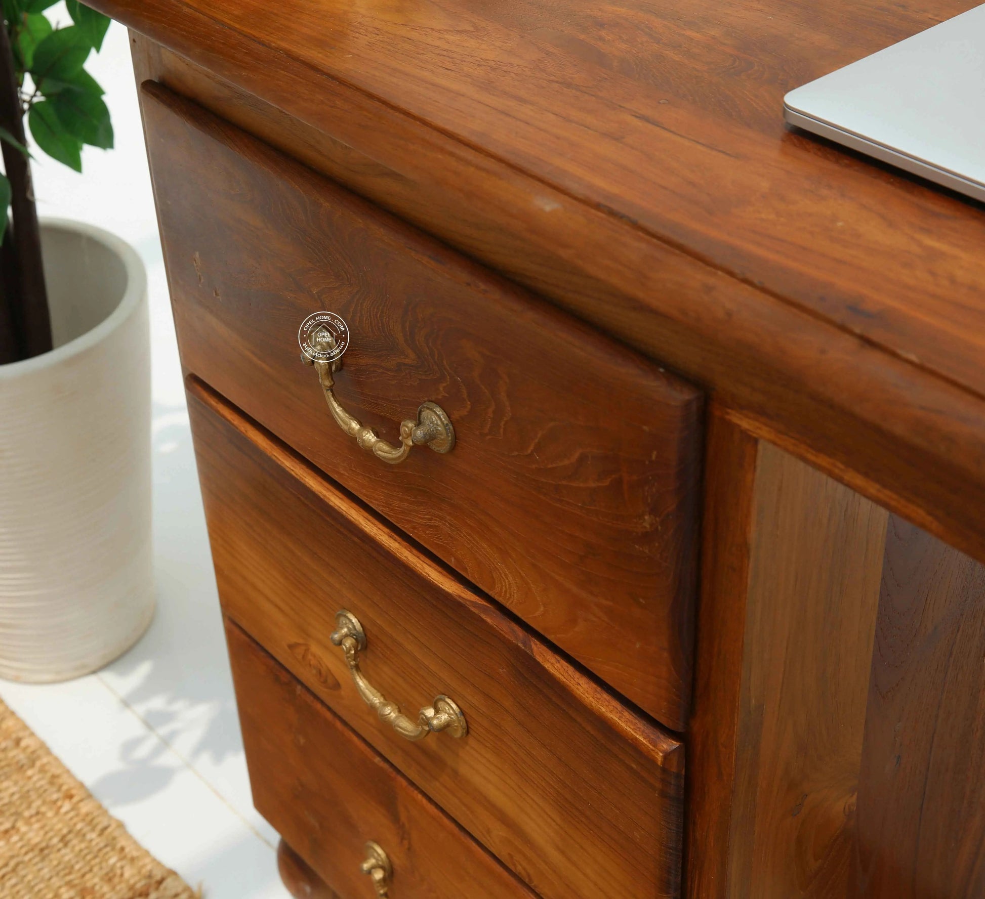 Amber Wooden Desk with Drawer
