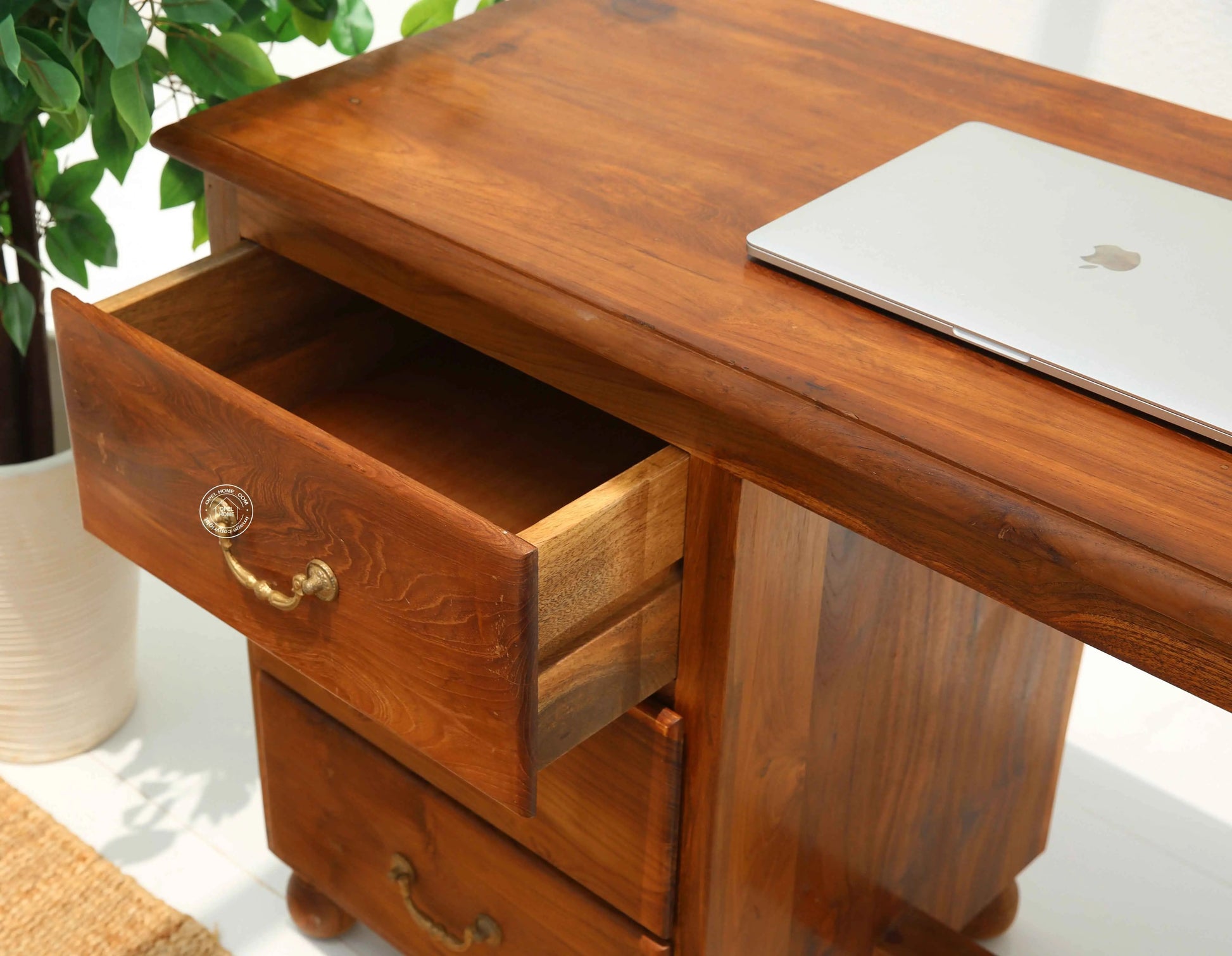Amber Wooden Desk with Drawer