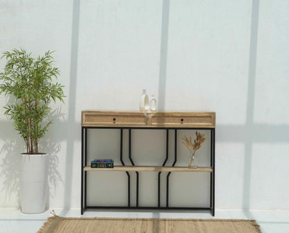 Amboise Industrial Console – 2 Drawers, Solid Mango Wood & Iron | Opelhome UAE