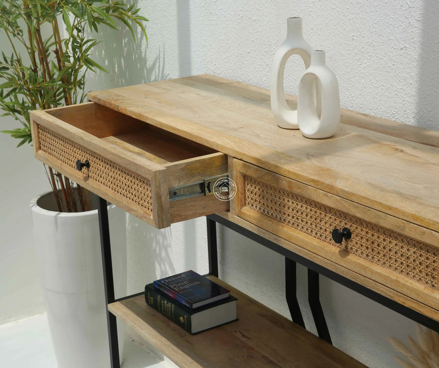 Amboise Industrial Console – 2 Drawers, Solid Mango Wood & Iron | Opelhome UAE