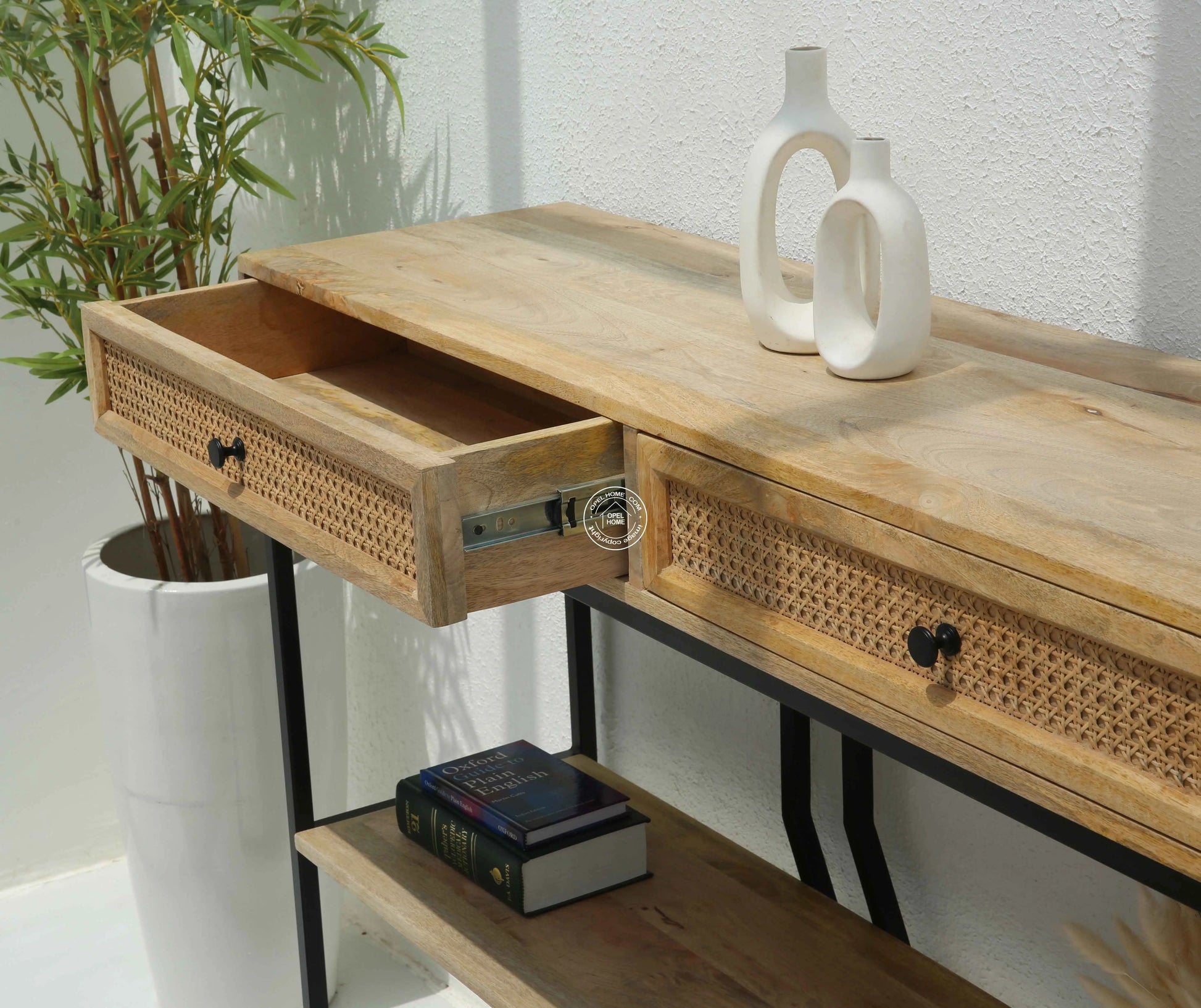 Amboise Industrial Console – 2 Drawers, Solid Mango Wood & Iron | Opelhome UAE