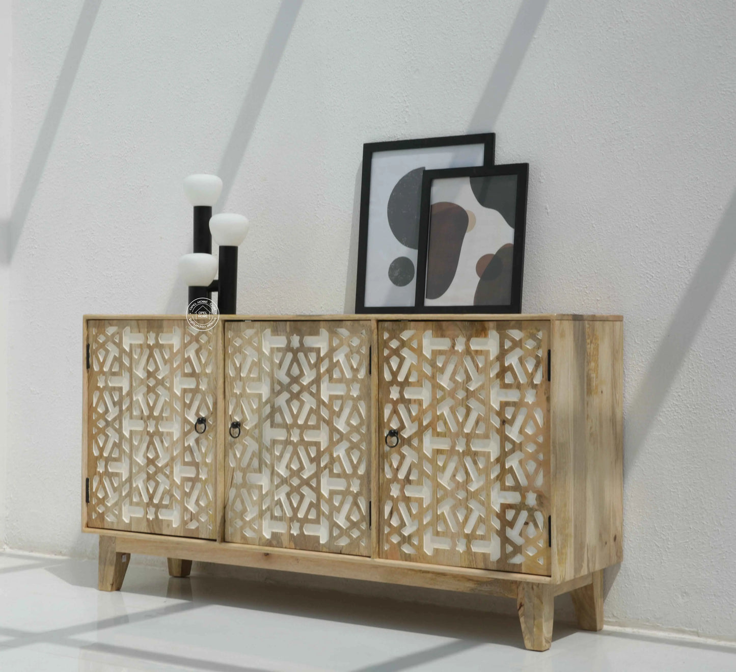 Antonella 3 Door Wooden Sideboard – Solid Mango Wood, Natural Finish | Opelhome UAE