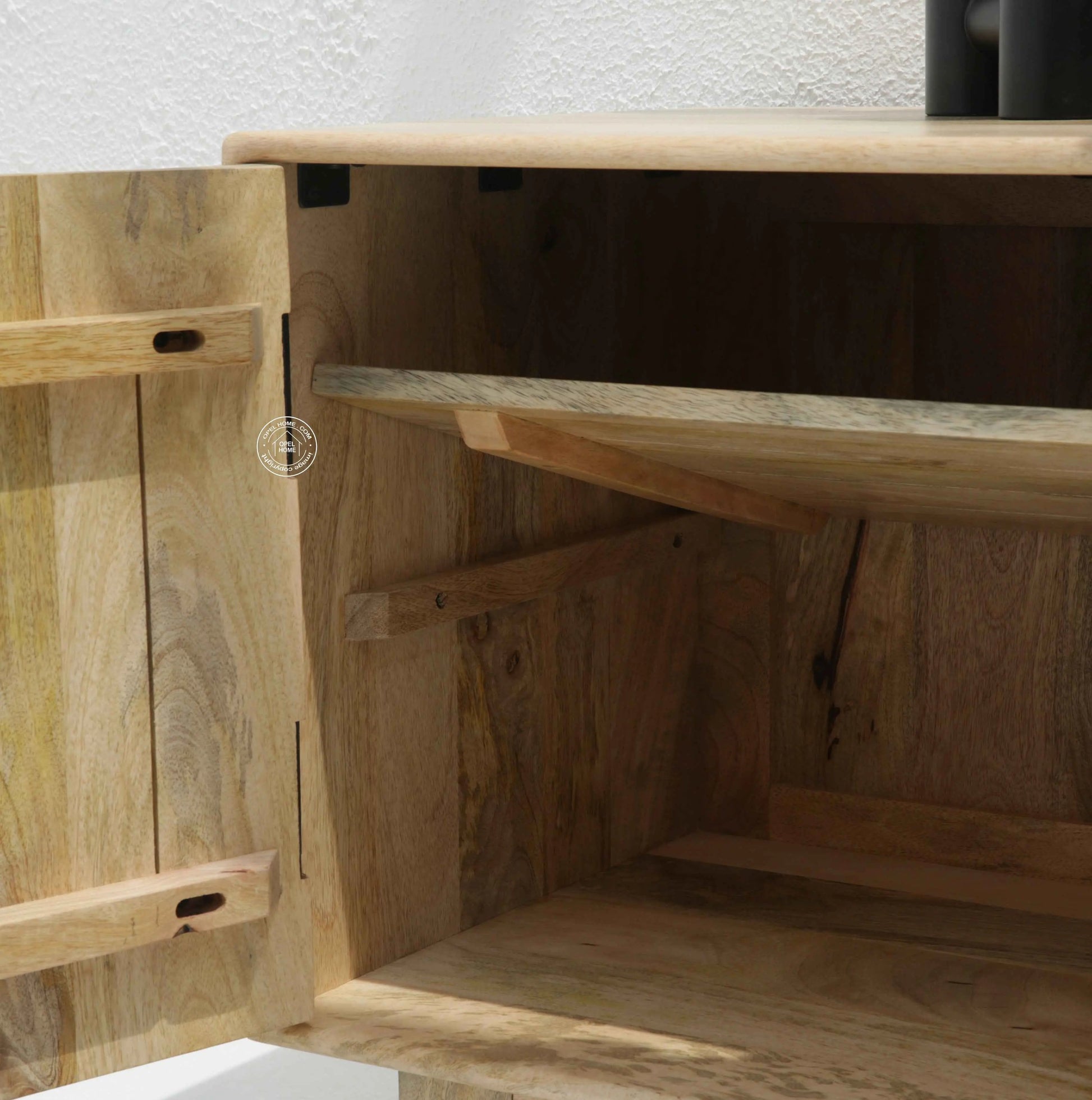 Antonella Wooden Two Door TV Unit – Solid Mango Wood, Natural & White Finish | Opelhome UAE