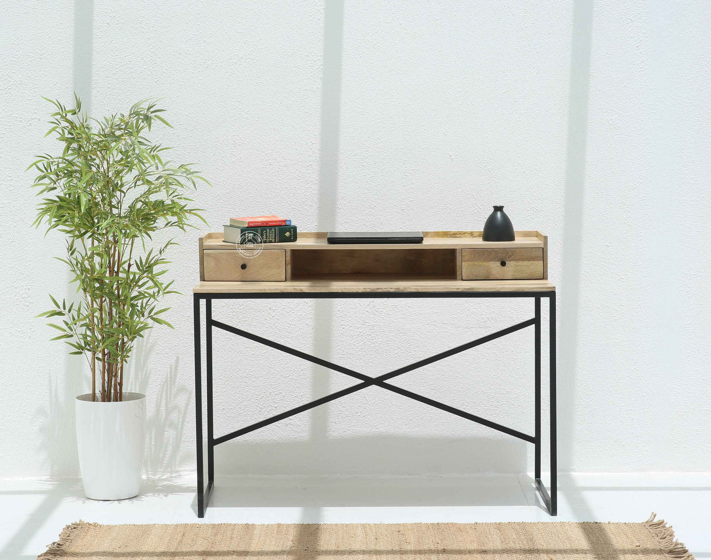 Antonio Wooden Desk with Black Legs