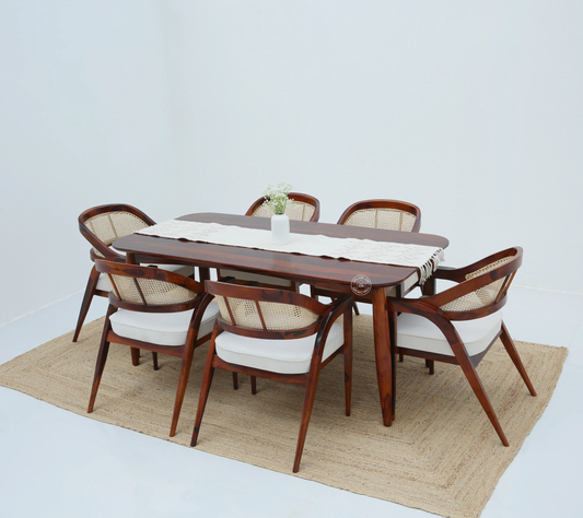 Arcane Wooden 6 Seater Dining Table – (Only Table) , Honey finish | Opelhome UAE - Opelhome