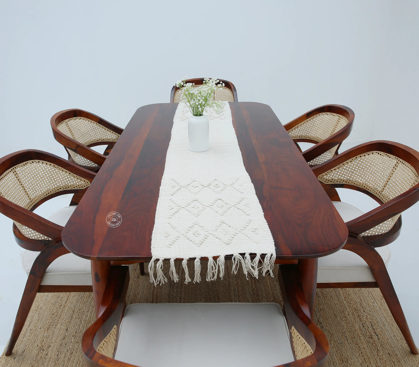 Arcane Wooden 6 Seater Dining Table – (Only Table) , Honey finish | Opelhome UAE - Opelhome
