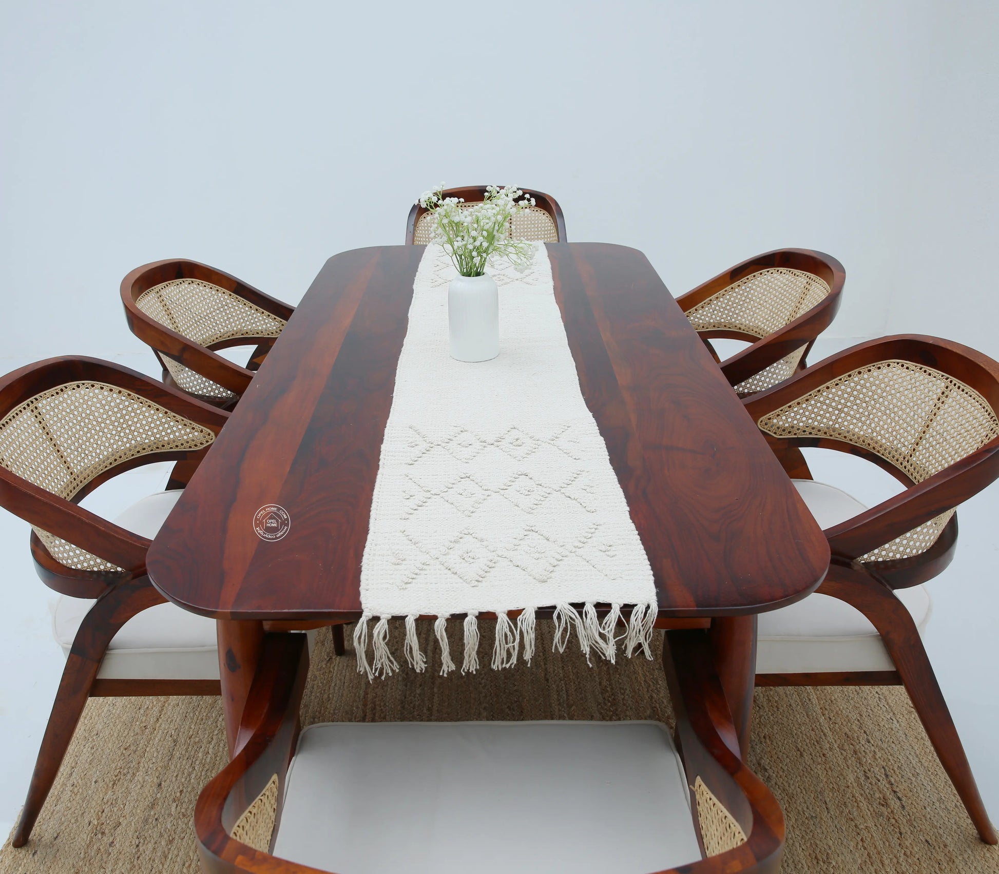 Arcane Wooden 6 Seater Dining Table – (Only Table) , Honey finish | Opelhome UAE - Opelhome