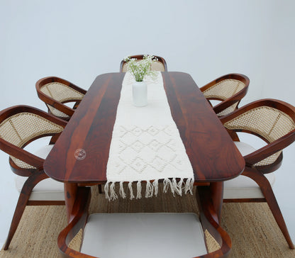 Arcane Wooden 6 Seater Dining Table – (Only Table) , Honey finish | Opelhome UAE - Opelhome