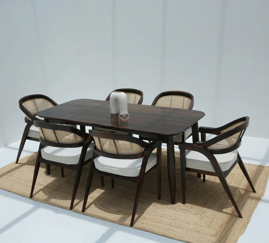 Arcane Wooden 6 Seater Dining Table – (Only Table) , Walnut finish | Opelhome UAE - Opelhome