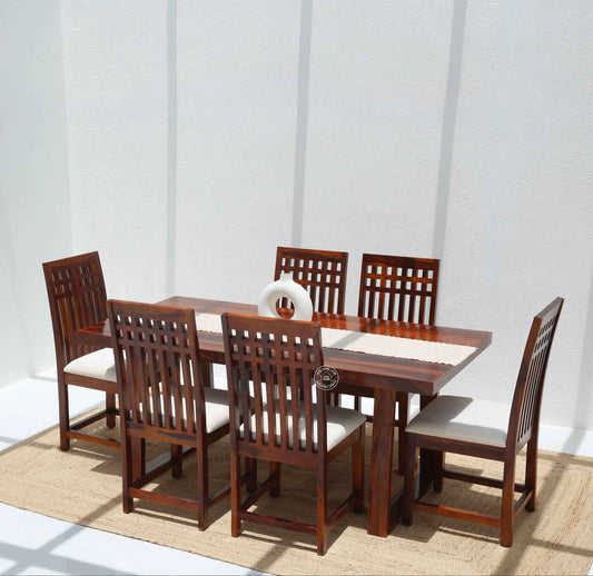 Ardo Wooden 6 Seater Dining Table – (Only Table) , Honey finish | Opelhome UAE