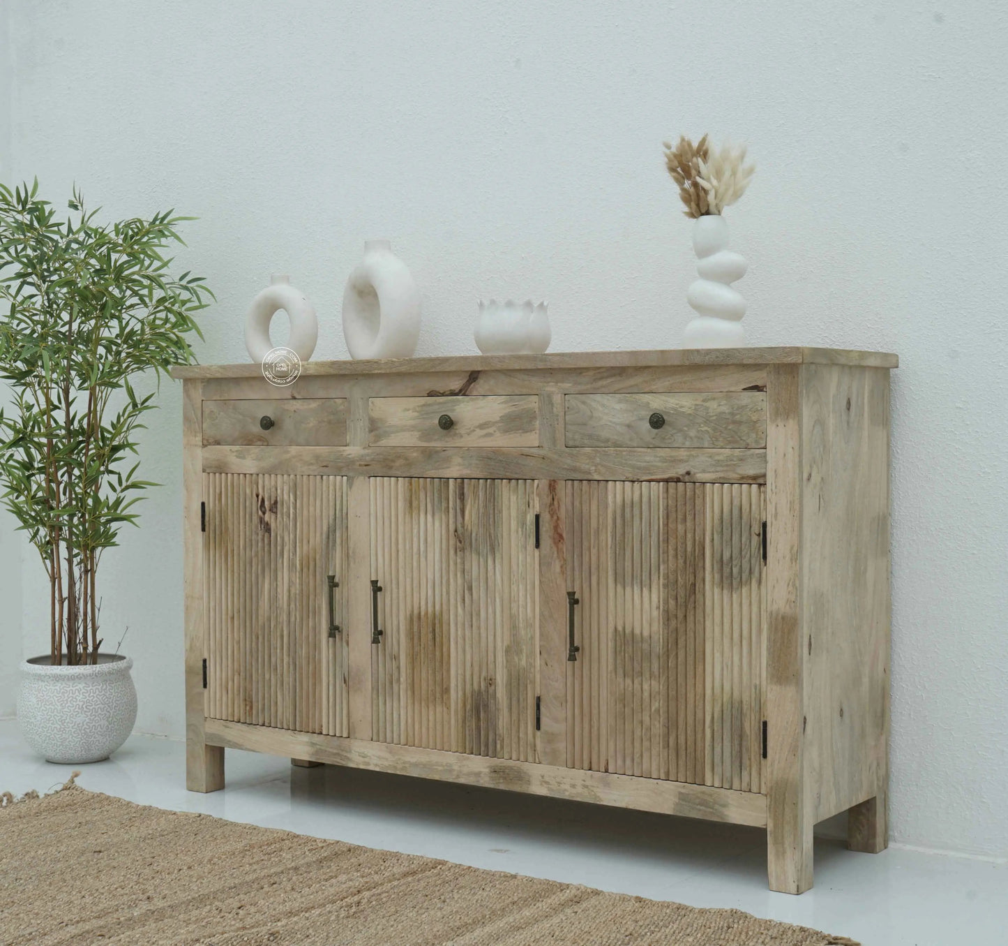 Arlo Wooden Sideboard – Solid Mango Wood, Natural Finish | Opelhome UAE