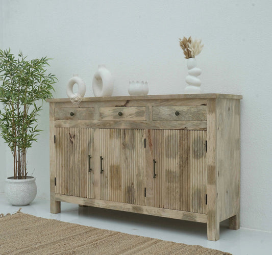 Arlo Wooden Sideboard – Solid Mango Wood, Natural Finish | Opelhome UAE