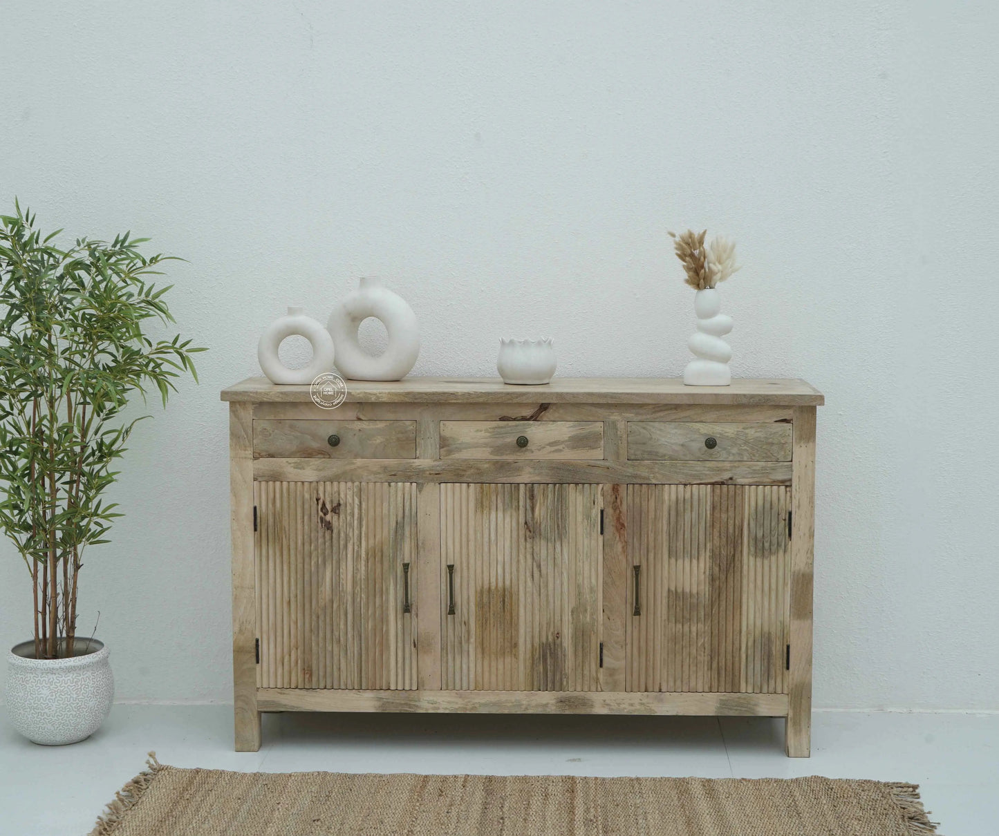 Arlo Wooden Sideboard – Solid Mango Wood, Natural Finish | Opelhome UAE
