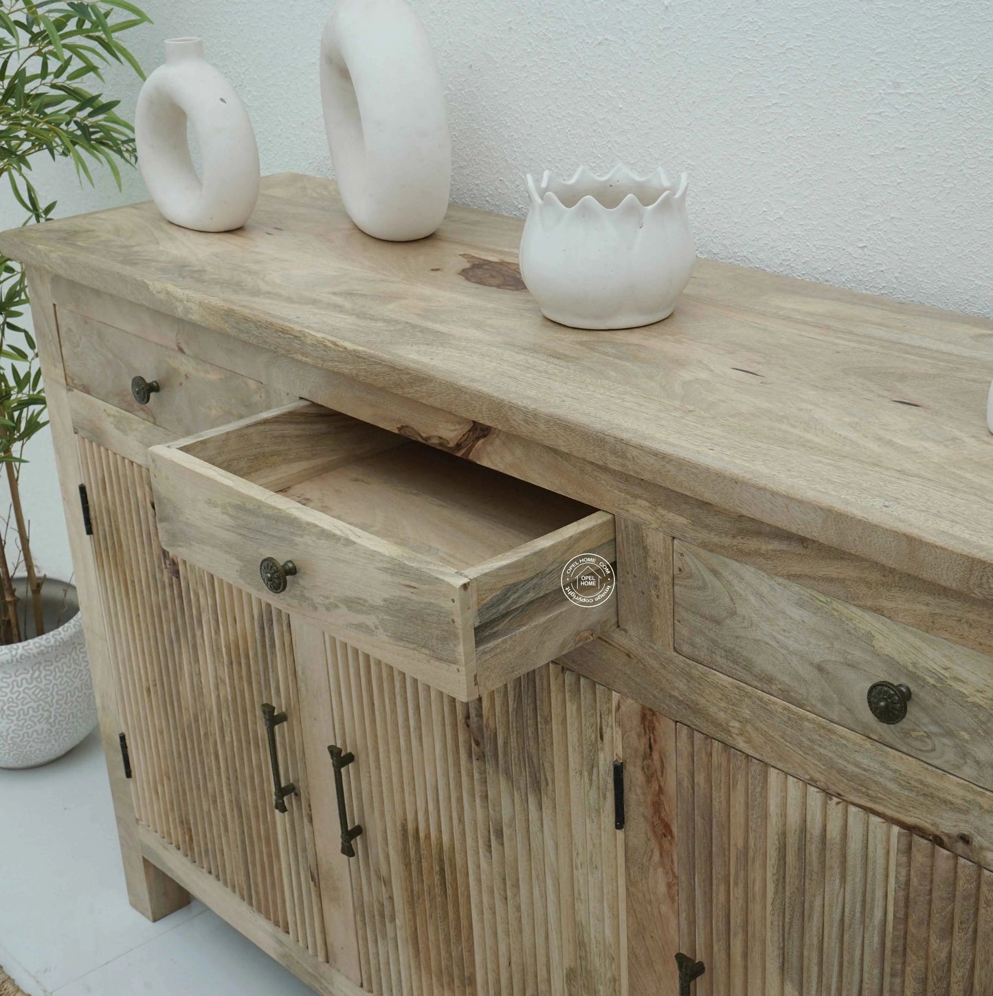 Arlo Wooden Sideboard – Solid Mango Wood, Natural Finish | Opelhome UAE