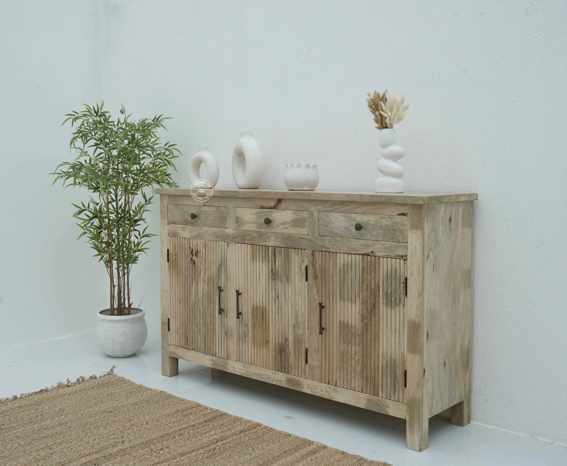 Arlo Wooden Sideboard – Solid Mango Wood, Natural Finish | Opelhome UAE