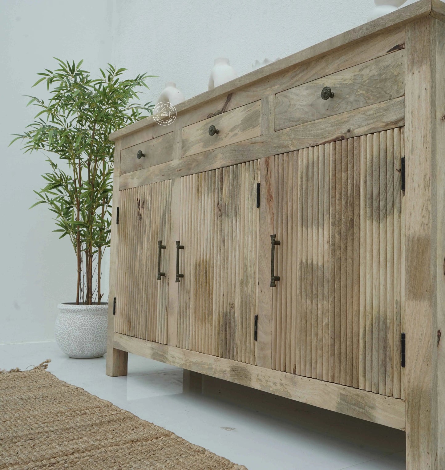 Arlo Wooden Sideboard – Solid Mango Wood, Natural Finish | Opelhome UAE