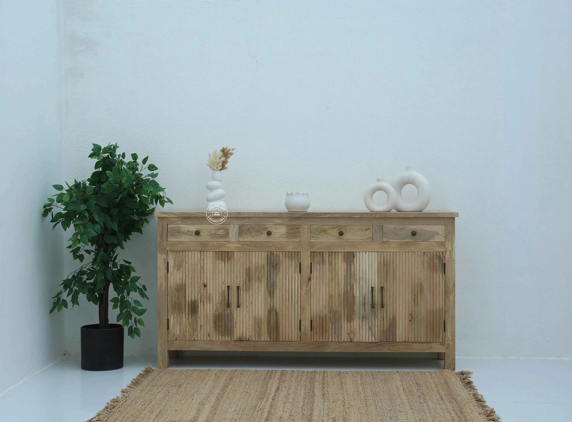 Arlo Wooden Sideboard – Solid Mango Wood, Natural Finish | Opelhome UAE