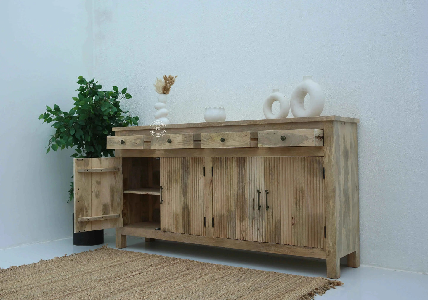 Arlo Wooden Sideboard – Solid Mango Wood, Natural Finish | Opelhome UAE