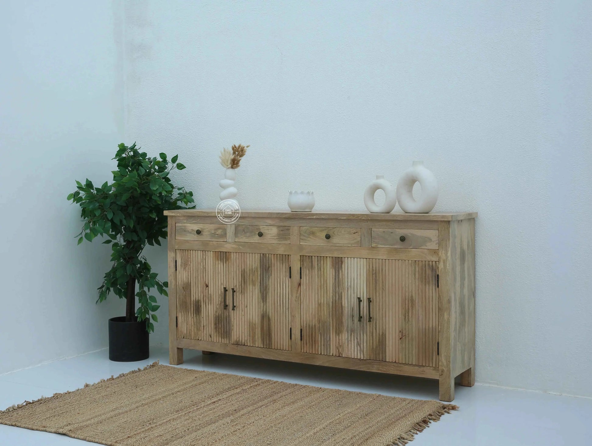 Arlo Wooden Sideboard – Solid Mango Wood, Natural Finish | Opelhome UAE