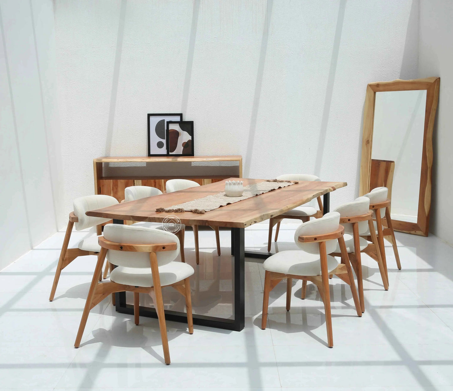 Arnola Acacia Wood Dining Table (4cm) - Multiple Sizes & Leg Options (Only Table) | Opelhome UAE