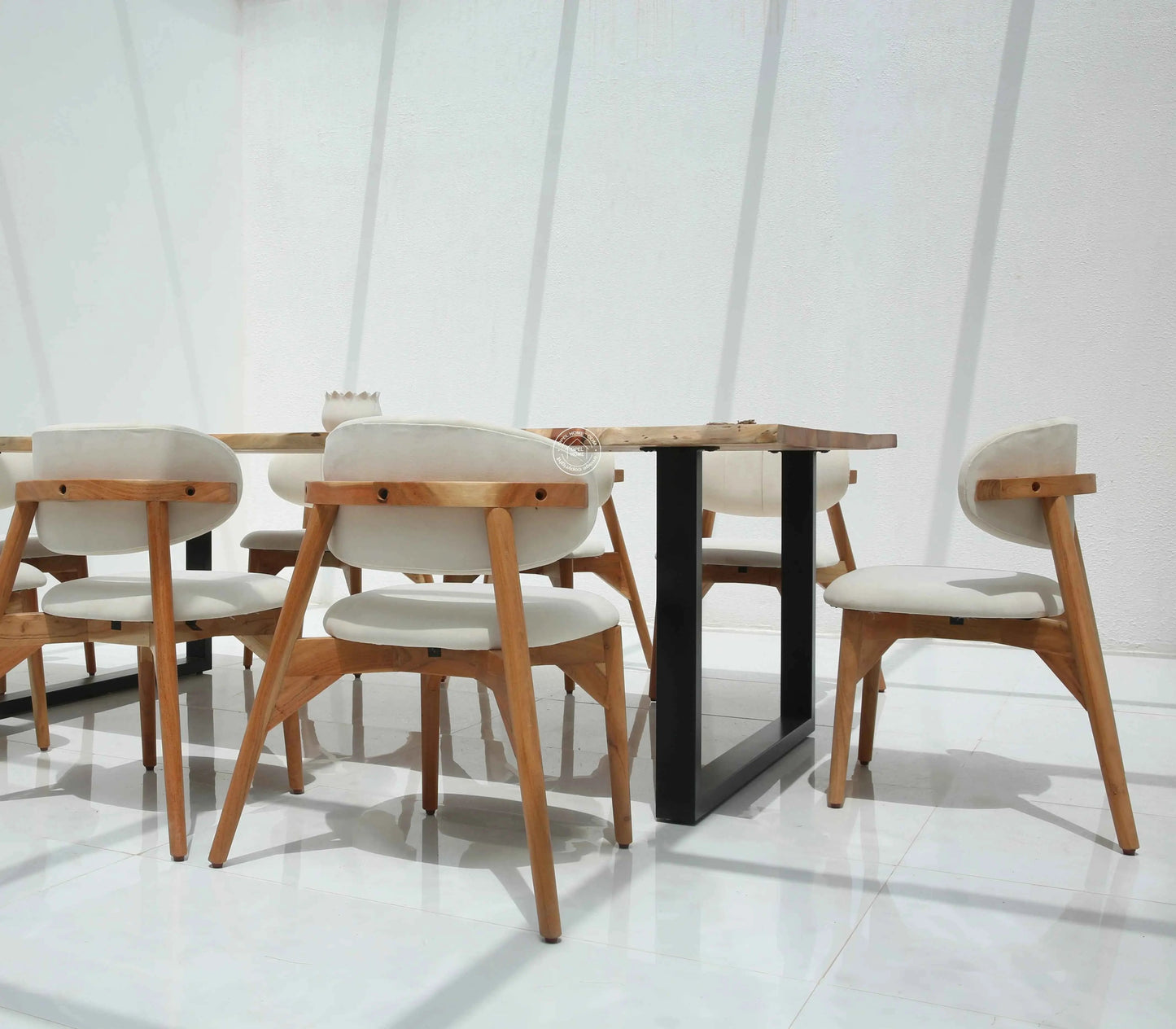 Arnola Acacia Wood Dining Table (4cm) - Multiple Sizes & Leg Options (Only Table) | Opelhome UAE