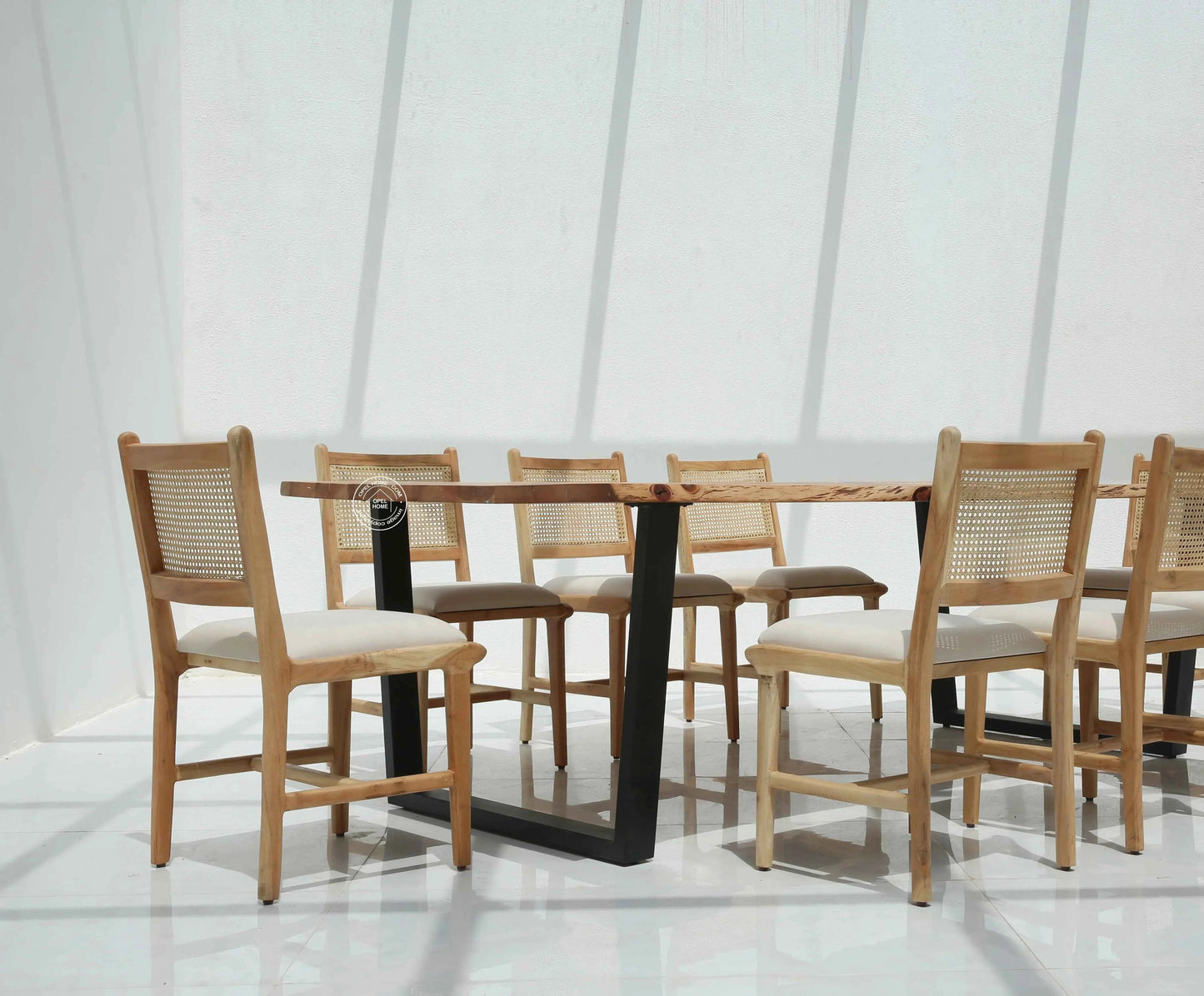 Arnola Acacia Wood Dining Table (4cm) - Multiple Sizes & Leg Options (Only Table) | Opelhome UAE
