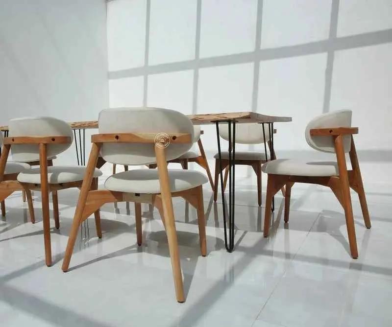 Arnola Acacia Wood Dining Table (4cm) - Multiple Sizes & Leg Options (Only Table) | Opelhome UAE
