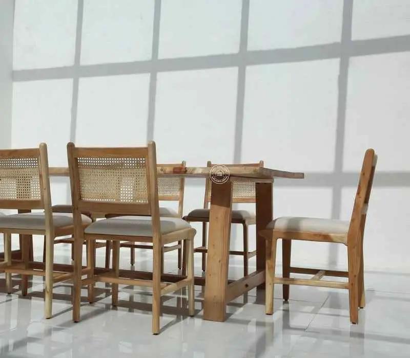 Arnola Acacia Wood Dining Table (4cm) - Multiple Sizes & Leg Options (Only Table) | Opelhome UAE