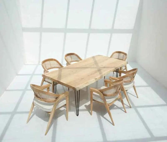 Arnola Acacia Wood Dining Table (7cm) – Multiple Sizes & Leg Options (Only Table) | Opelhome UAE