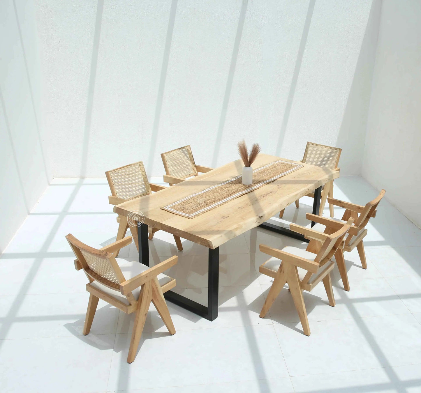 Arnola Acacia Wood Dining Table (7cm) – Multiple Sizes & Leg Options (Only Table) | Opelhome UAE