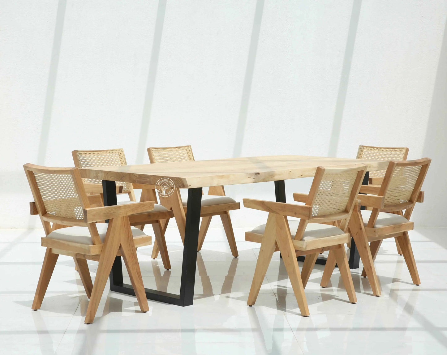 Arnola Acacia Wood Dining Table (7cm) – Multiple Sizes & Leg Options (Only Table) | Opelhome UAE